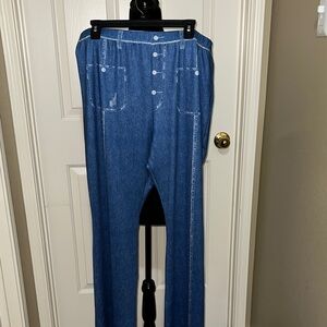 Women's Blue Denim Straight-Leg Pants